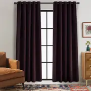 Cadence & Co Byron Matte Velvet 100% Blockout Eyelet Curtains Twin Pack Aubergine (90x223cm, 135x223cm, 180x223cm, 225x223cm)