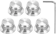 uxcell 5Pcs Aluminium Potentiometer Knobs 1/4" Volume Tone Control Top Hat Knobs with L-Type Hexagonal Wrench for Guitar Instruments Audio Mixer Amplifier Silver