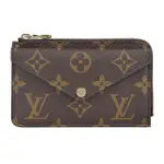 【LOUIS VUITTON 路易威登】LV M69431 RECTO VERSO花紋LOGO MONOGRAM帆布搭牛皮3卡釦式卡片零錢包(咖啡X黑)