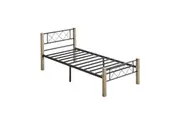 Gale Classic Bed Frame Wooden Post Metal Frame Single Size - Maple & Black