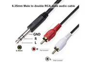 Professional 6.35mm Male to Dual RCA Male Audio Cable HiFi Stereo Aux Adapter for Mixer Black