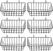 Yaegoo 6 Pack Wire Baskets, Wall Grid Panel Hanging Wire Basket, Black
