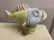 Contained Art Porcelain Airtight Lid HERB Stash Jar PURPLE & GREEN FISH