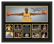 KOBE BRYANT WINGS LA LAKERS SIGNED PHOTO FRAMED LIMITED EDITION MEMORABILIA