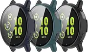 3 Pack Case Intended for Garmin Vivoactive 5 Smart Watch Waterproof Protective Case Hard PC Plated All Around Scratch-Proof Screen Protector Cover (Black-Blue-Green)