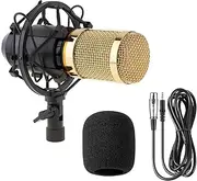 Microphone Professional Microphone Set BM-800 Capacitor Studio Microphone Double Layer Elastic Mesh Gold Plated and 3.5mm Wired for Stage/Conference/KTV/Vocal Recording/Karaoke