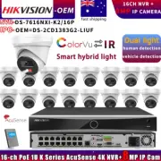 Hikvision OEM 4K Smart Light Color IP Camera+DS-7616NXI-K2/16P NVR Systems Lot