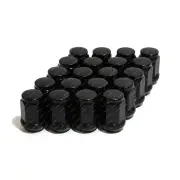 SAAS Wheel Nuts Flat Head Bulge 1/2 Inch Black Finish 35mm Length Pack of 20