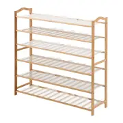 Levede Bamboo Shoe Rack Storage Wooden Organizer Shelf Stand 6 Tiers Layers 90cm