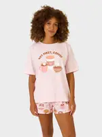 Edited Sleep Women's Elasticated Waist Cotton Jersey Pyjama Set, Pink, Size 8