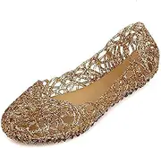 [Domucos] Womens Sandals Flat Jelly Shoes Slip On Hollow Out Loafers