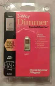 3-Way 600 Watt Light Almond Toggle Dimmer Switch Pass & Seymour L NEW T603LAV