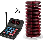 Retekess T119 Restaurant Pager System Wireless Paging System Rechargeable with 10 Coaster Pagers and 1 Numeric Keypad Support Max 999 Channel for Restaurant Clinic Church Cafe Shop