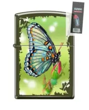 Zippo 1736 Flying Butterfly Design Green Matte Finish Lighter + FLINT PACK