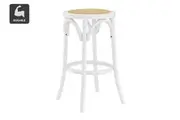 Matt Blatt Bentwood Backless Bar Stool (White/Rattan Seat)