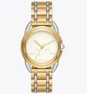 $295 TORY BURCH TBW7222 THE MILLER TWO-TONE STAINLESS STEEL LADIES WATCH NIB