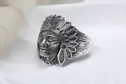 925K Sterling Silver Native American Chief Ring for Men – Tribal Native Warrior