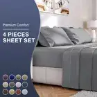 1800TC Ultra soft 4 Pieces Flat Fitted Sheet Set Single/Double/Queen/King Bed