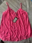 NWT Biba Hot Pink Cami Tank Top Blouse UK Size 12 M House Of Fraser Barbie Lace