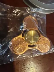 Nice Premium Brass Fidget Spinner .. Tri-Spinner with Real Pennies NEW With Case