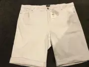 Autograph white denim shorts Size 24. BRAND NEW with tags. Roll ups. Stretchy