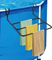 Above Ground Pool Towel Rack, Pool Accessories for Round and Oval Heavy Duty Above Ground Swimming Pool Bracket with Frame (Black)