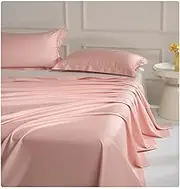500TC Long Staple Cotton Flat Sheet Super Soft Top Sheet Twin Queen King Flat Bed Sheet Soft Breathable, Flat Sheet Only(Pink,180x240cm)