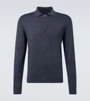 [Kiton] Kiton Silk, cashmere, and linen half-zip sweater AU 93 blue