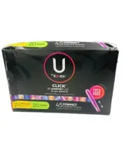 U by Kotex Click Compact Unscented Tampons - 25 Regular & 20 Super - 45 Count