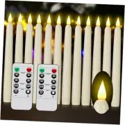 Flameless Taper Candles with Remote Control and Timer, Battery 12 Pack Ivory