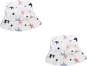 [WRITWAA] 2 Pcs Wide Brim Boys and Girls Sun Hat Bucket Cap Pentagram Design Adorable Sun Hat for Boys Girls