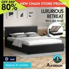 ALFORDSON Bed Frame Double Size Gas Lift Storage Base Black Leather TRICIA