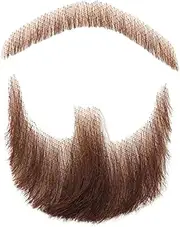 Fake Beard Fake Beards Human Hair Realistic Beard Fake Mustache Invisible Fake Facial Hair Costume Beard Lace Beard for Men Dressing Halloween Cosplay Brown