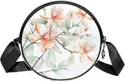 [FVQL] Round Crossbody Bag Purse Messenger Bag Shoulder Bag, flowers pattern