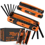 Mutt Tools 17pc Folding Allen Wrenches Sets – Includes an SAE and Metric Alle...