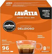 [Lavazza] A Modo Mio Espresso Delizioso, 96 Coffee Pods, 100% Arabica, Sweet Taste, Intensity 8/13, Medium Roasting, 6 Packs of 16 Coffee Pods