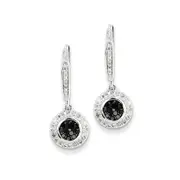 14k White Gold Black and White Diamond Leverback Earrings