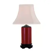 Beautiful Oxblood Red Porcelain Cylindrical Vase Lamp 15"