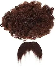 Kisangel 1 Set Afro Wig and Beard Set for Halloween Costume and Wig Prop for Themed Parties Easy Styling Accessory for Pirate and Cosplay Events Fits All Brown
