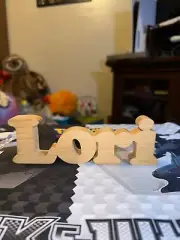 Lori natural wood name cut-out decor homemade