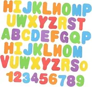 Generic 2 Sets Kindergarten Eva Alphabet Stickers with Numbers 26 English Letters and 10 Numbers (5mm Thick Uppercase 26 Letters + Numbers + Suction Cup Mesh Bath)