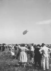 Airship "Count Zeppelin" landing at the Aspern Airfield near Vienn- Old Photo