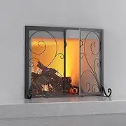 Fire Beauty Fireplace Screen with Doors, Handcrafted Solid Steel, Heavy Duty Metal Mesh, Powder Coat Finish