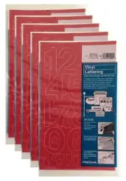 Chartpak 2-inch Red Stick-on Vinyl Numbers (01152), 5 PACKS