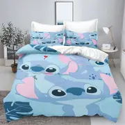 v2912 Bed Sheets Anime Lilo & Stitch Bedding Sets Cartoon Comforter Cover Duvet Cover Pillow Case - Pieces Sets Single Twin Full Queen Size 3-Piece Be