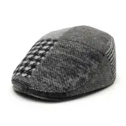 Men's Newsboy Hat Woollen Tweed Flat Cap Unisex Cabbie Ivy Cap Gatsby Hat Black