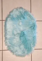 Blue Mini Faux Fur Rug Bed Pet Cat Small Dog