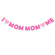 3 Meters Mothers Day Bunting Garland Pink Fabric Banner Non-woven