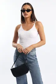 White Textured Cami Top Seamless - Size 10S, Women's Tank