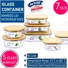 Glass Container Bamboo Lid Food Storage Air-Tight Organiser Oven Microwave Safe
